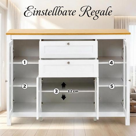 Buffet moderne avec étagères ajustables et portes en verre, meuble de salon élégant et polyvalent, rangement pratique pour pièce de vie (livré sans accessoires supplémentaires). (1/5)