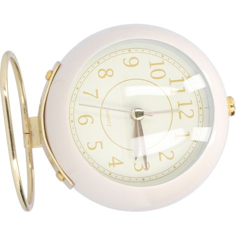 Réveil Silencieux Métal Doré Sans Tic Tac Économiseur D'Énergie Protection Des Yeux Pile Avec Veilleuse Beige Compact (1/5)