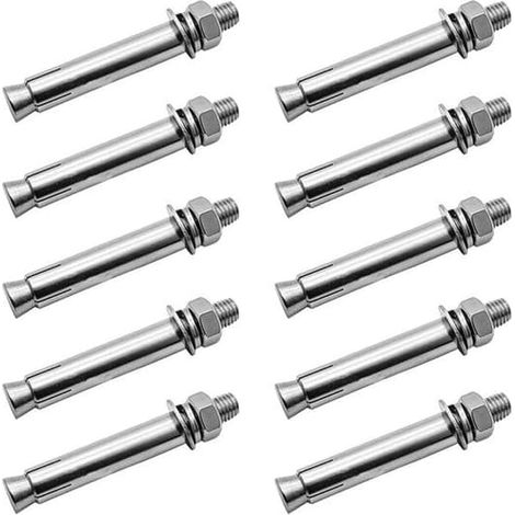 Lot de 10 vis d'expansion hexagonales M6 x 60 mm en acier inoxydable 304 - Accessoires de bricolage pour la construction murale (1/5)