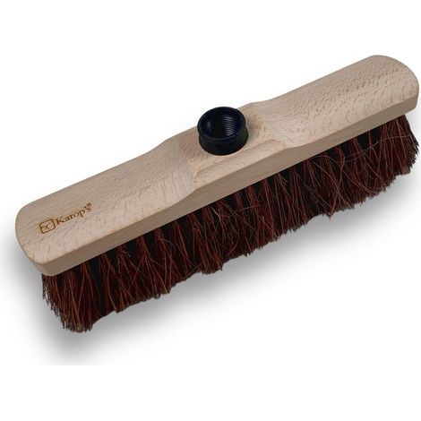 Varnished Wood Yard Broom with Arenga Fiber, 70mm Outlet, 30cm Length, Outdoor Use (1/5)