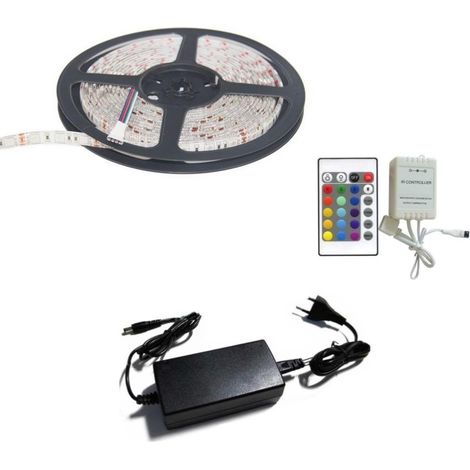 Kit Bandeau LED RGB 12V 5050 30LED/m (Contrôleur + Alimentation) - SILUMEN (1/3)