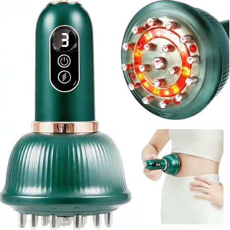 Massaggiatore per drenaggio linfatico e strumento per massaggio anticellulite per gambe, braccia e addome apparecchio per la scultura del corpo con microcorrente, luce, calore e vibrazione verde (1/5)