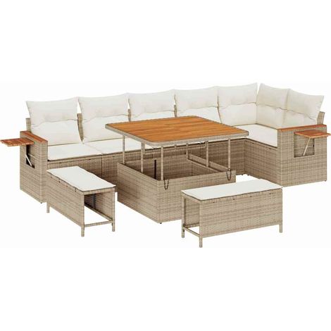 Maison Exclusive - Gartensofa-set mit Kissen 11 pcs Beige und Cre