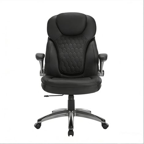 Sedia da ufficio nera con schienale alto, sedia direzionale ergonomica (1/5)