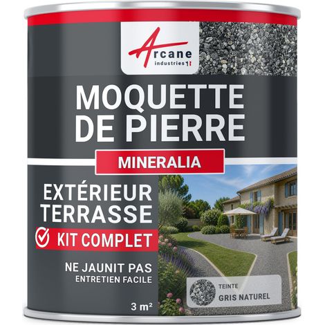 Arcane Industries – Moquette de pierre drainante pour terrasse extérieure – Résistante aux UV – 3 m² – Granulats de marbre et résine PU aliphatique