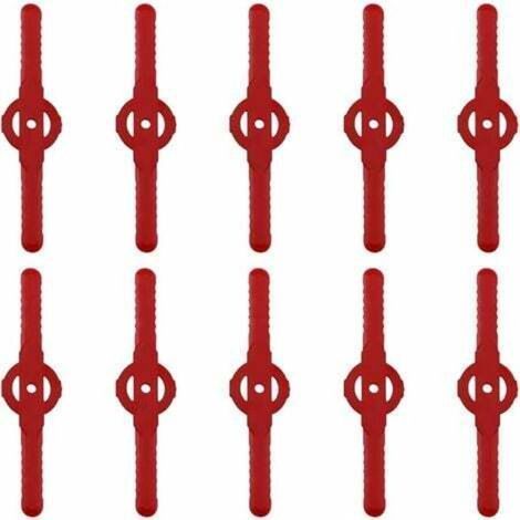 Aiperq Kunststoff-Trimmerklinge, 10 Stück Kunststoff-Schneidklingen als Ersatz für Akku-Rasentrimmer-Werkzeugset, Kunststoff-Rasenmäher-Schneidklingen-Ersatz (Rot) (1/4)