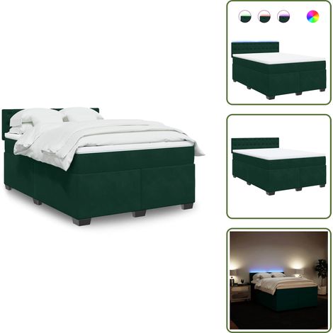 Boxspringbett mit Matratze Dunkelgrün 140x190 cm Samt - Boxspringbett - Doppelbett - Samtbett - Samt - Liegekomfort (1/5)