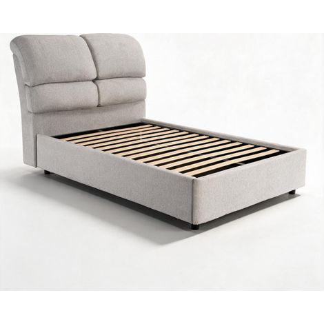 Letto una piazza e mezza contenitore Sofaback in tessuto Aragon grigio chiaro 138x222x120H