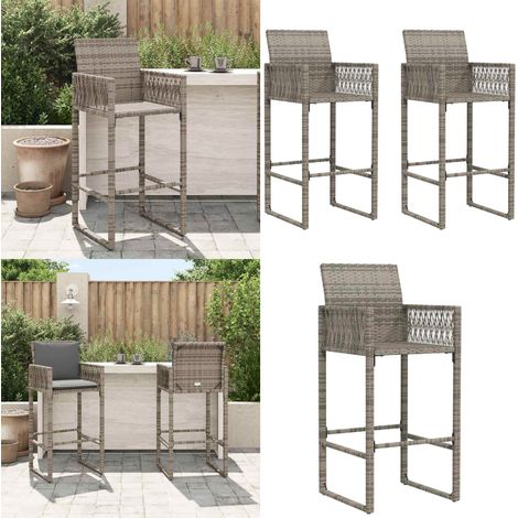 Tabourets de bar de jardin lot de 2 gris résine tressée - Tabouret De Jardin - Chaises De Jardin - Mobilier De Jardin - Résine Tressée - Fauteuil De Jardin - Home & Living (1/5)