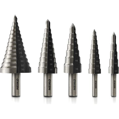 5 forêts étagés 4 mm-35 mm acier rapide titane perçage de précision haute vitesse, pour divers matériaux deux cannelures, angle de pointe à 135 degrés (1/5)