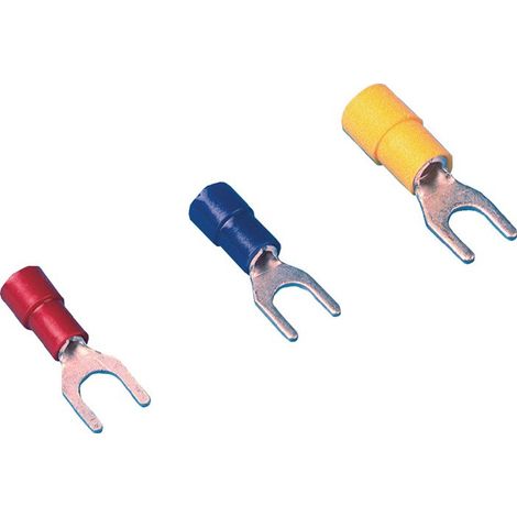 Terminal de cable de horquilla Q.0.5-1.5 mm² Orificio de brida M5 rojo 100pcs / bolsa.