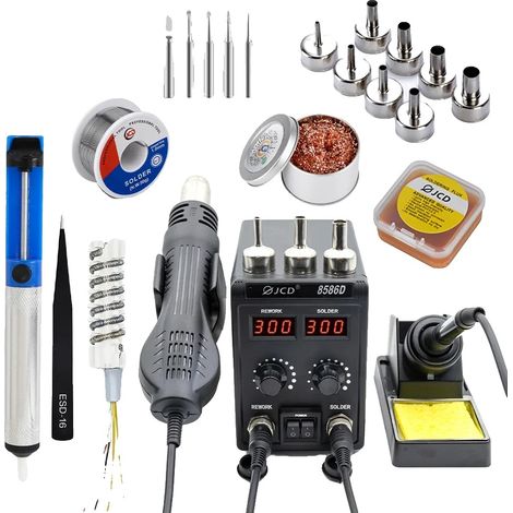 Station de soudage, écran LCD, pistolet à air chaud, 8586D KIT6, 220V EU PLUG (1/2)