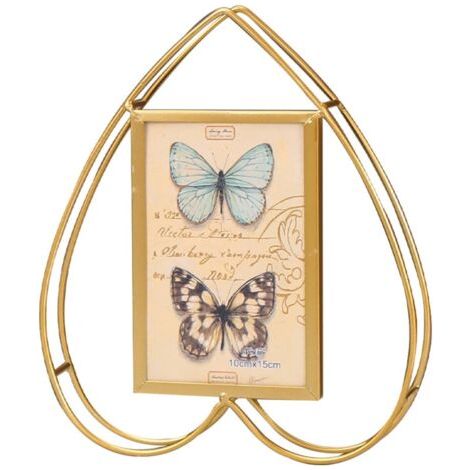Cadre photo vertical en forme de cœur, cadre photo vintage doré, cadres photo décoratifs, cadre d'affichage idéal pour un mariage, la Saint-Valentin, une pendaison de crémaillère (cœur)