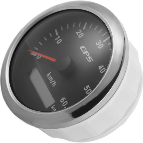 Compteur GPS 85mm 0-60km/h avec écran LCD, odomètre rétroéclairé réglable pour voiture bateau, alimentation 9-32V DC, noir (1/5)