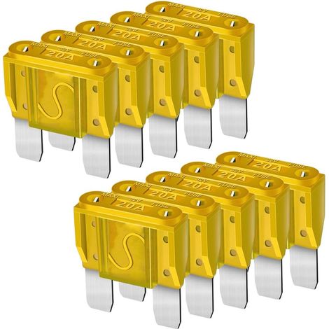 Packung mit 10 Maxi APX 20A Ersatz-Flachsicherungen für Autos, LKWs, Wohnmobile, Boote, Pkw, Fahrzeuge, Campervans, SUVs