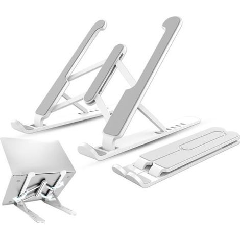 (Weiß) Faltbarer Laptopständer für Laptops von 7 bis 17 Zoll – Weiß – Höhenverstellbar und mit Wärmeableitung (1/4)