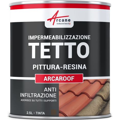 Guaina liquida per tetti, Guaina impermeabilizzante tetto ARCAROOF - 2,5 L Marrone - ARCANE INDUSTRIES