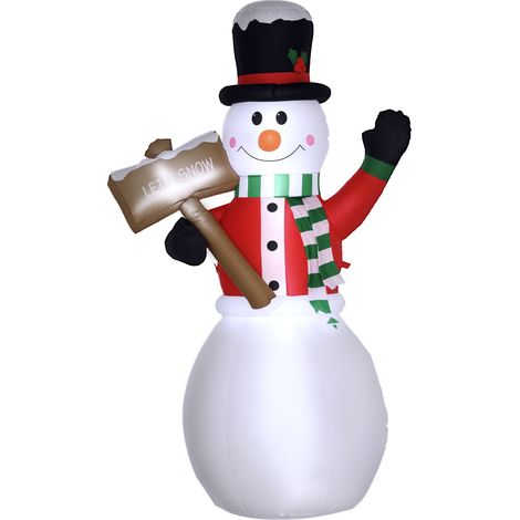 Outsunny Aufblasbarer Schneemann 180 cm mit Schild Aufblasbare Weihnachtsdekoration mit LED Licht Weihnachtsdeko Wasserdichter Weihnachtsfiguren IP44 (1/5)