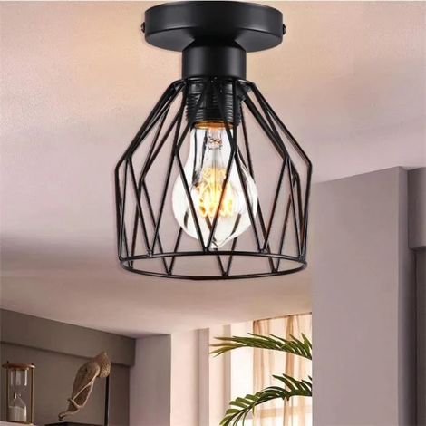 U-Do Plafonnier éclairage design Vintage Lampe de Plafonde en Métal Noir pour Escaliers Salon Bar (1/4)