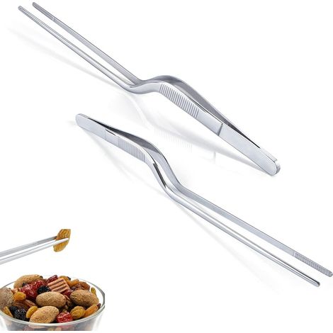 BRAVIX 2 Pièces Brucelles courbées en acier inoxydable, pince brucelle, Pincette de Cuisine Utilisé dans la cuisine de cuisine, fait main, soin des plantes, médical