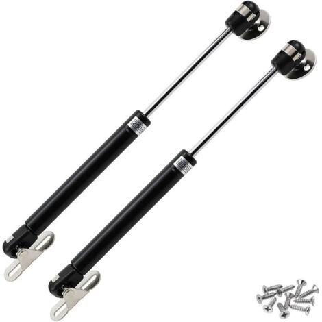 BUNTHAUS Lntyq Vérins à Gaz Hydrauliques, 2PCS Amortisseurs à Gaz Bras Pneumatique, 200N Ressort à Gaz, pour Levage de porte Armoire Meuble Cuisine Amortisseur Charniè, Levage de Porte Armoire, Noir (1/5)