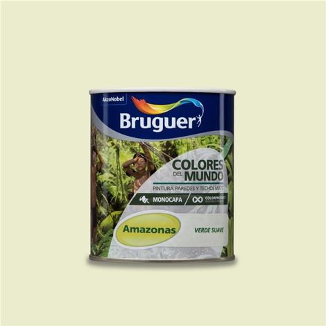 Bruguer Colores del Mundo Pintura para paredes monocapa Amazonas Verde Suave 750 ml