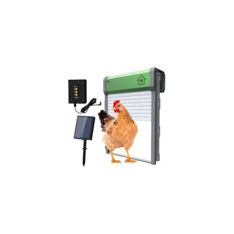 Automatische, solarbetriebene Hühnerstalltür, wasserdicht mit Lichtsensor, Abend- und Morgentimer, Aluminium, für eine sichere Hühnerhaltung (1/5)