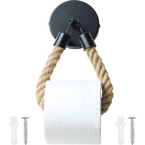 Porte Papier Toilette - Vintage - Corde Murale - Support Adhésif - Salle de Bain - Cuisine (1/4)