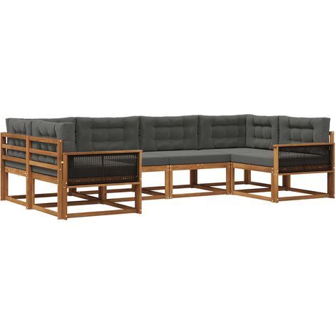 Outdoor Sofa Set 6 pcs Natural and Anthracite vidaXL