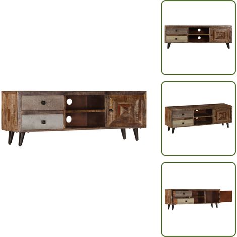 Meuble TV 118x30x40 cm Bois de manguier massif - Meubles Tv - Meuble Tv Rustique - Meuble Tv Bois - Buffet Tv - Rangement Media (1/5)