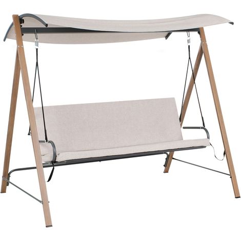 Balancelle de Jardin Moderne Auvent en Acier Polyester Beige Bonagia