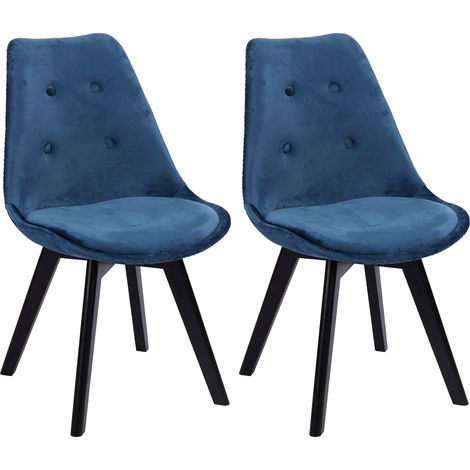 2er Set Samtstühle NORA blau mit Kissen