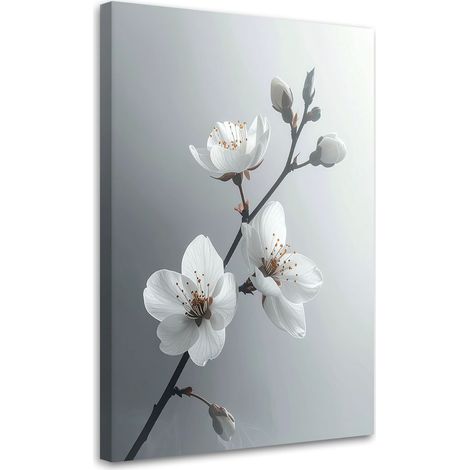 Leinwandbild Zweig mit weißen Blumen natur 30x45