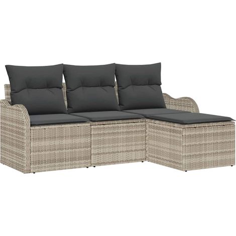 Maison Exclusive - Set Divano da Giardino 4 pcs Grigio chiaro polyrattan