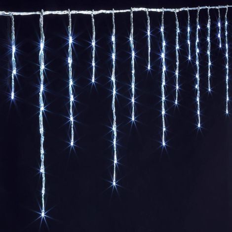 Tenda stalattica illuminata 120 LED effetto nevicata 2m con timer bianco freddo per esterni - Feeric lights & christmas