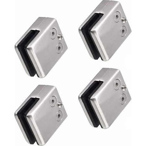 4er-Pack (10–12 mm im Quadrat) Glasklemmen aus Edelstahl 304 – quadratischer Glashalter – verstellbare flache Glashalterung für Treppengeländer – polierter Handlauf (1/4)