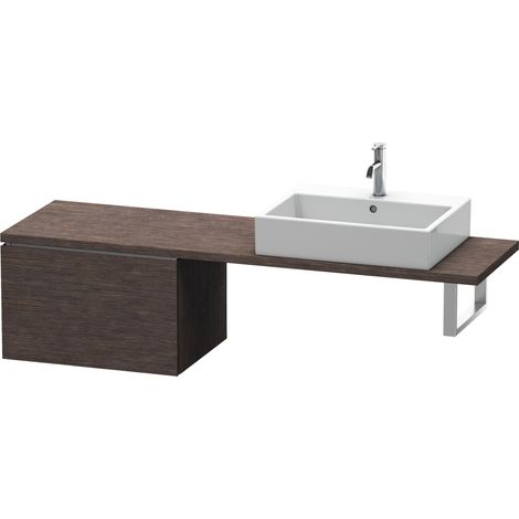 Duravit L-Cube Base pour console, largeur 620mm, profondeur 477mm, 1 tiroir, Coloris: placage en chêne véritable brossé foncé - LC582307272 (1/4)