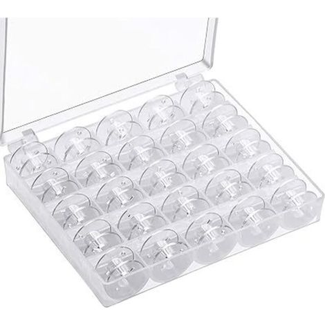 Canette Machine a Coudre,Bobines pour Machine à Coudre Canettes de Couture Universelle Bobine de Machine à Coudre en Plastique avec Boîte de Rangement (25 pièces Transparente) (1/5)