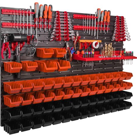 Pannello portautensili, 115 cm x 78 cm, montaggio a parete, compatibile con vari utensili, organizzatore di spazi, plastica resistente (1/5)
