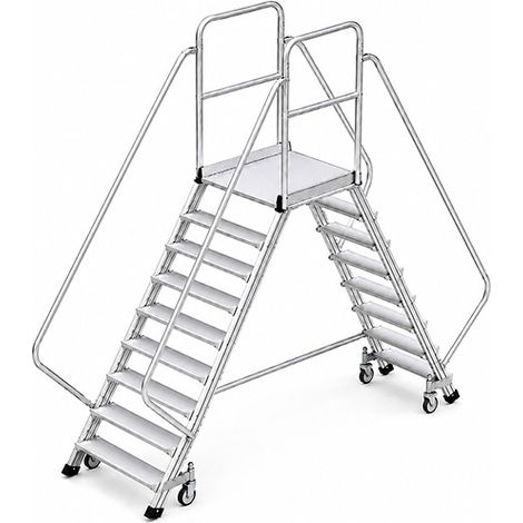 Plateforme mobile 2x7 marches - Hauteur max. de travail 3.70m - 688907-GC (1/4)
