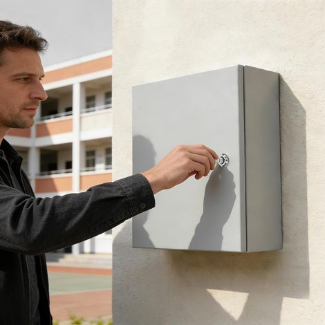Outdoor Electrical Box IP65 Weatherproof, Wall Mount Junction Box with IK08 Impact Resistance, Cold Rolled Steel Enclosure with Lock & Grounding Terminal,for Garden,Industrial 45x50x25cm (1/5)