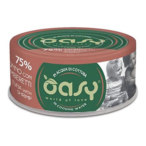 Oasy Cat More Love Tonno con Gamberetti - Lattina 70 Gr - Cibo Umido Gatti