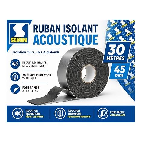Semin Ruban Isolant Acoustique Auto-Adhésif 30m x 45mm – Bande Résiliente Cloison (1/4)