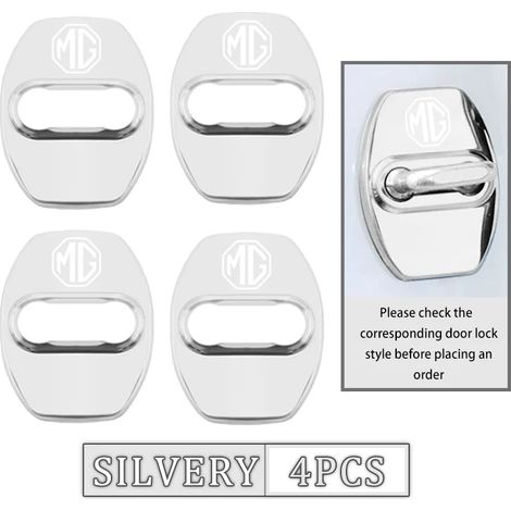 (A-argent-4PCS) Cache-serrure universel en acier inoxydable anti-usure pour portières de voiture, compatible avec MG HS ZS GS 3 5 6 7 Hector TF GT ZR (1/4)