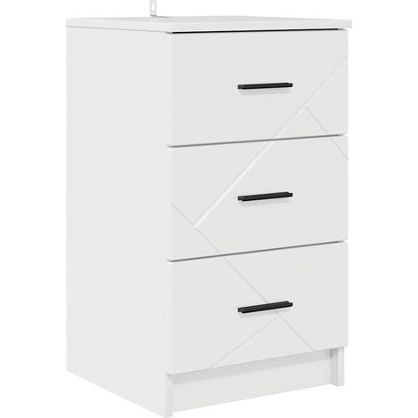 Armario de Noche con cajón Blanco brillante 38 x 38 x 66 cm vidaXL