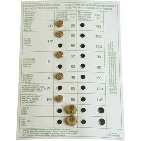 JEU D'INJECTEURS BUTANE POUR CUISINIERE SILTAL