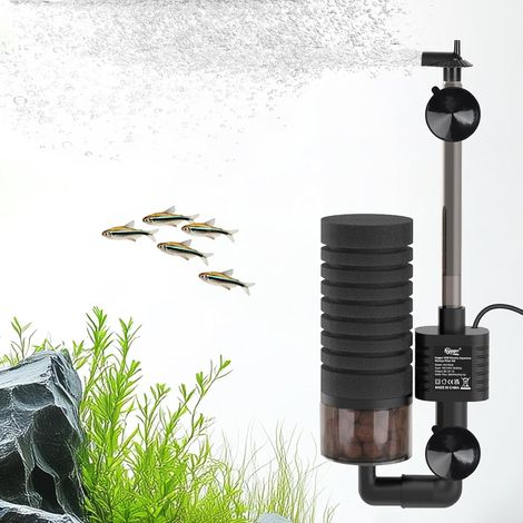 Electric Sponge Filter, Power USB Ultra Silencieuse Filtre Interieur Aquarium, Submersible Fish Tank Filter with Filtered Ceramic Balls for up to 170L Breeding Fry Betta Shrimp Aquariums (M) (1/5)