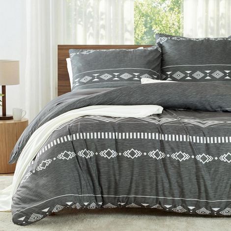Bettwäsche-Set 200x200cm 3-teilig mit 2 Kissenbezügen 80x80cm, Mikrofaser, Grau