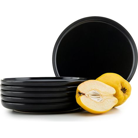 KONSIMO Dessertteller-Set VICTO 6-tlg. Schwarz Keramik 20cm
