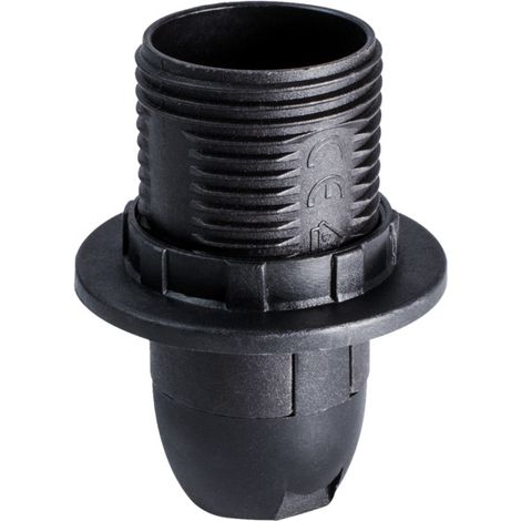 Douille demi-fileté E14 noire avec bague, plastique PET recyclée - Tibelec (1/3)